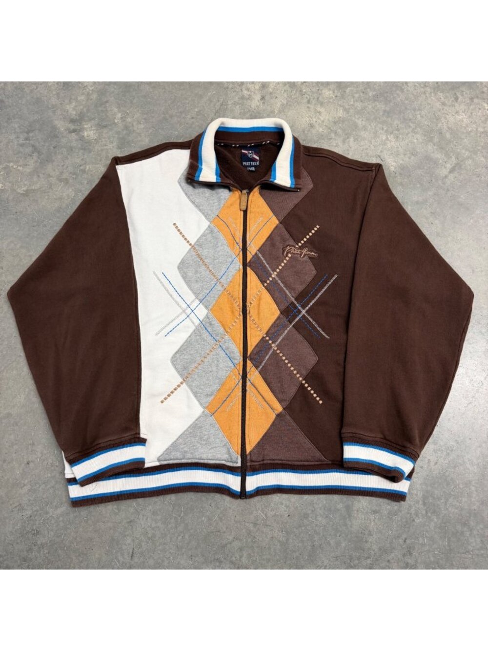 2000s Phat Farm Argyle Zip Up Sweatshirt Size XL